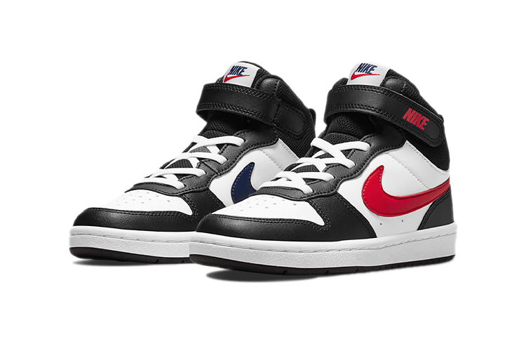 Детские кеды Nike Court Borough Mid 2 (черно-бело-красные) — Чёрный / белый / красный — фото 5