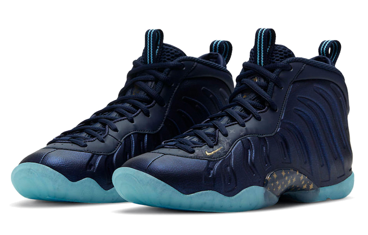 Кроссовки Nike NikeFoamposite One Obsidian GS (черный / синий / золотой) — Чёрный / синий / золотой — фото 5