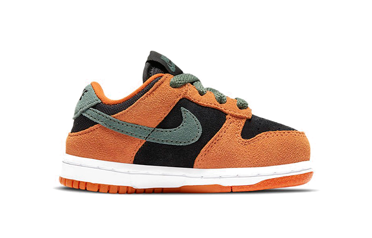 Детские кеды Nike Dunk SP "Ceramic" (черно-оранжево-зеленый) — Чёрный / оранжевый / зелёный — фото 4