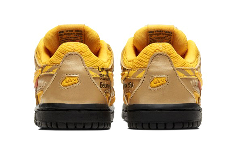 Кроссовки для девочек OFF-WHITE x Nike Rubber Dunk "University Gold" (желто-черные) — фото 7