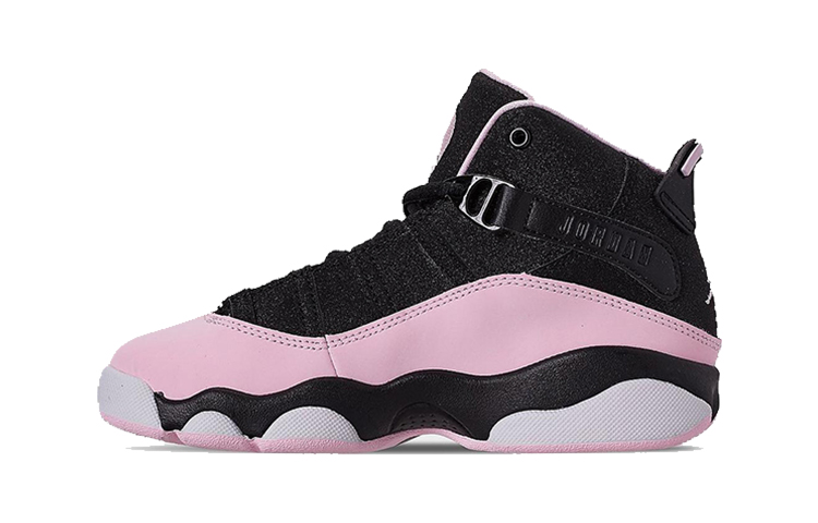 Jordan Air Jordan 6 shock-absorbing high-top children's basketball shoes black pink children's and middle-aged children