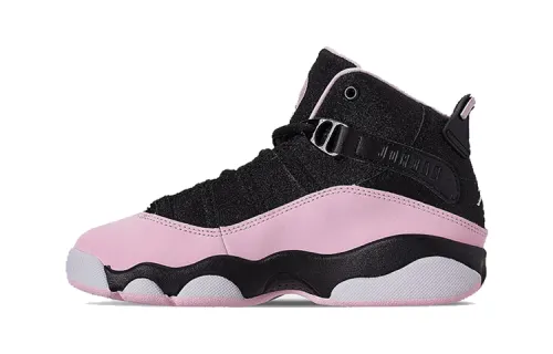 Jordan Air Jordan 6 shock-absorbing high-top children's basketball shoes black pink children's and middle-aged children