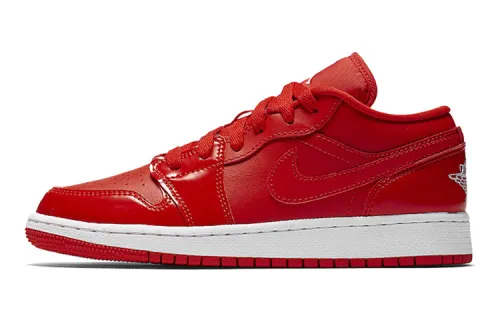 Jordan Air Jordan 1 Synthetic Leather Low top Basketball Shoes University Red White Unisex