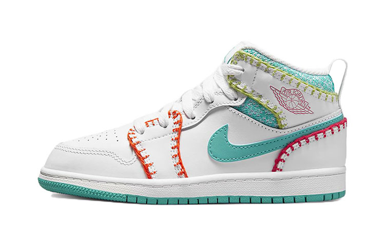 Детские кроссовки Jordan Air Jordan 1 Mid SE (бело-зеленые)