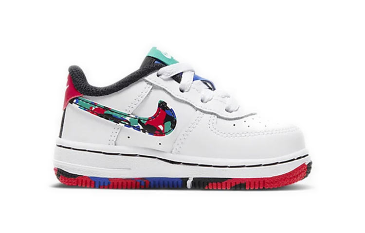 Детские кроссовки Nike Air Force 1 Low (бело-зелено-красные) — Белыйзелёныйкрасный — фото 3