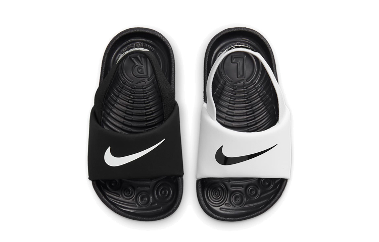 Детские шлепанцы Nike Kawa Slide (бело-черные) — фото 6
