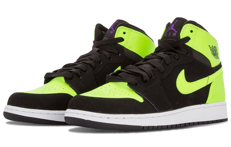 Кроссовки Jordan JordanAir Jordan 1 GS (ядовито-зеленые) — 荧光绿/黑 — фото 3