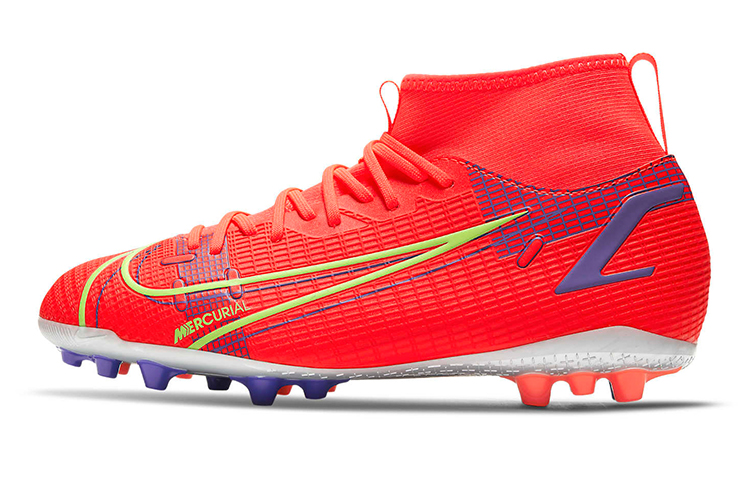 Nike Mercurial Superfly 8 14 Academy AG round toe anti-slip, shock-absorbing and wear-resistant mid-top children's football shoes children's style