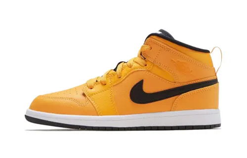 Jordan Air Jordan 1 Mid University Gold Black Xiaoxinhuan non-slip shock-absorbing wear-resistant mid-top basketball shoes earthy yellow children