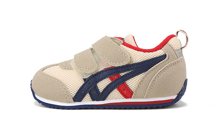 ASICS Suku Anti-collision soft sole, comfortable and suitable for feet, skin-friendly, lightweight, steady growth, foot protection, anti-kick, shock-absorbing, wear-resistant and breathable, low-cut toddler shoes, gray blue, infants and young children