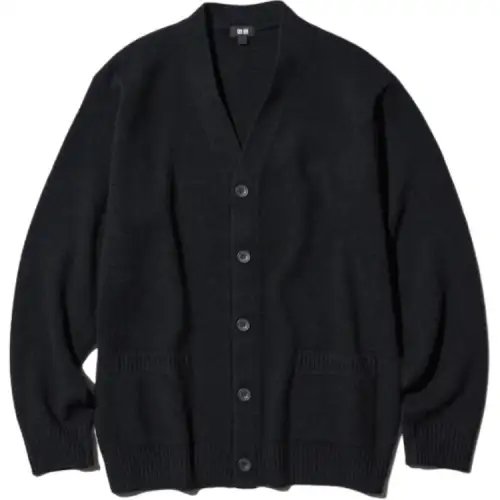UNIQLO Sweaters Unisex Black V Neck Moderate Cardigan