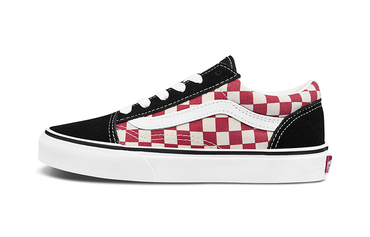 Детские кеды Vans (черные в красно-белую клетку)