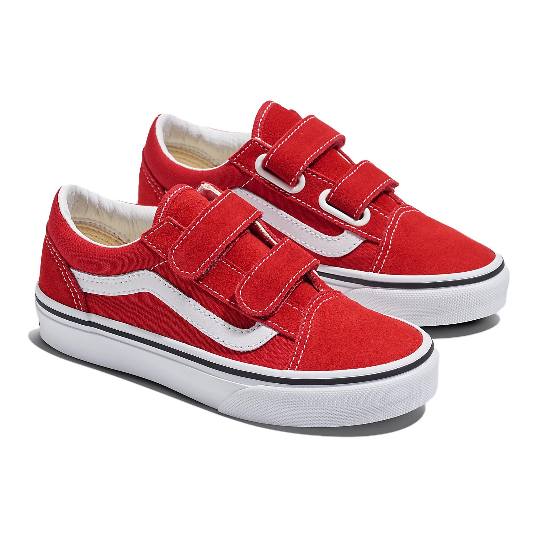 Детские кеды Vans Old Skool V (красно-белые) — фото 3