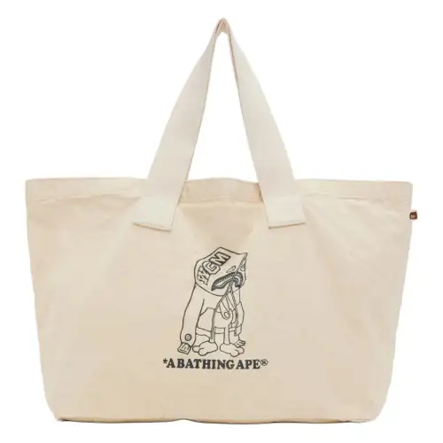 A BATHING APE Cotton Shoulder Bag, Handbag Women's Cream