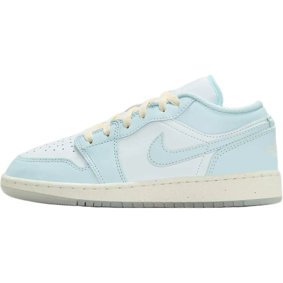 Jordan Air Jordan 1 Genuine Leather Low top Children's Basketball Shoes Blue White Unisex