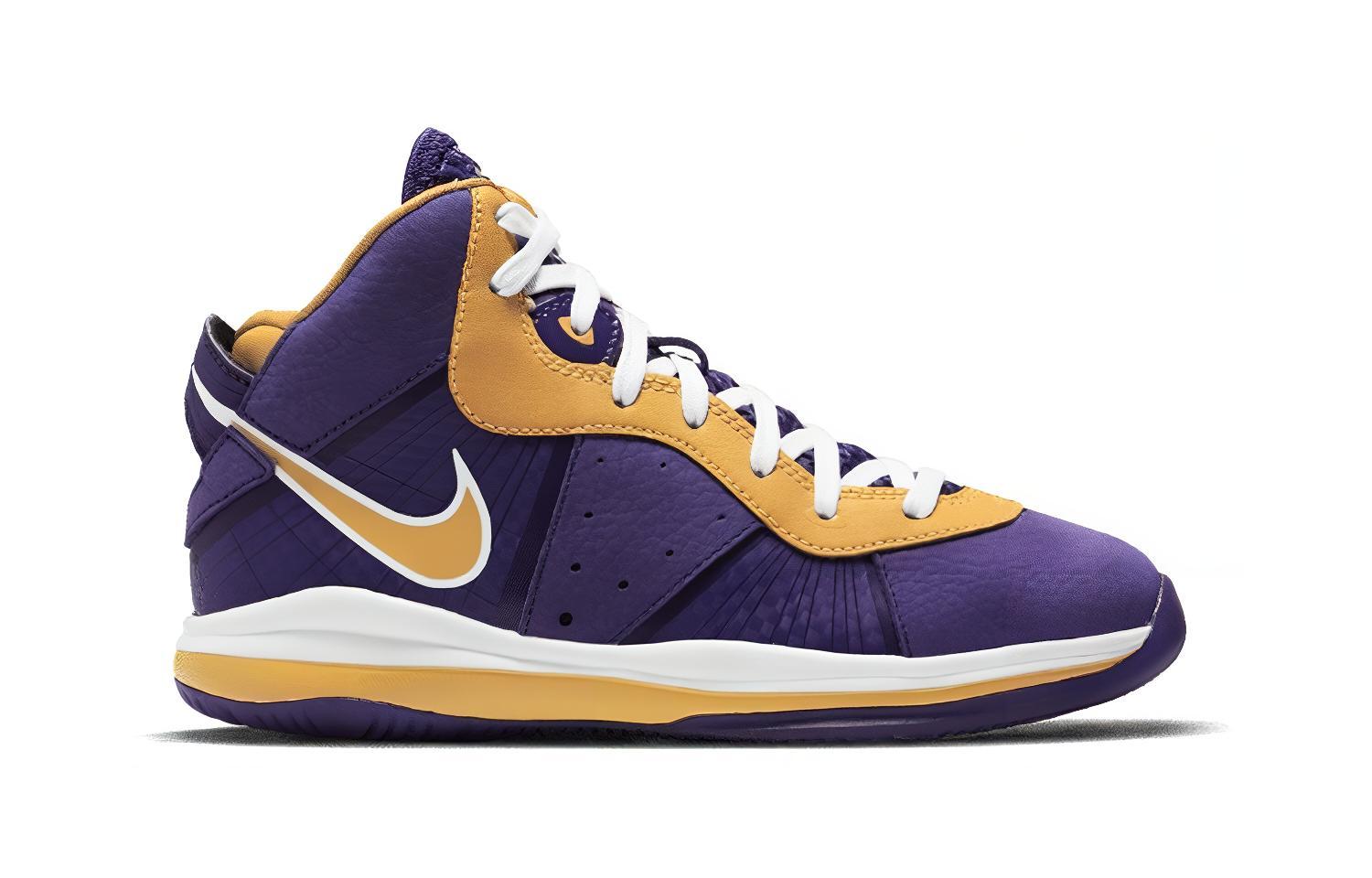 Кеды Nike Lebron 8 Hardwood Classics (желто-фиолетовые) — фото 3