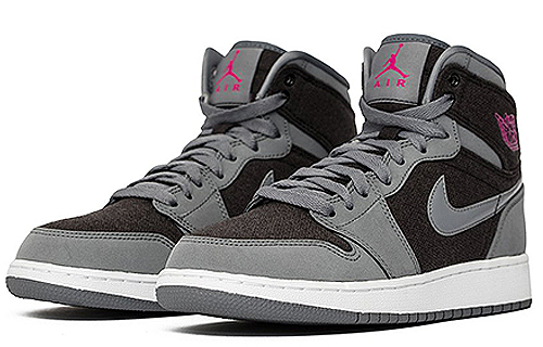 Высокие кроссовки Jordan Air Jordan 1 Retro High Cool Grey Vivid Pink GS (серо-розовые) — 酷灰/艳粉/黑 — фото 5