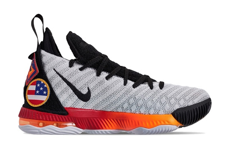 Кроссовки Nike NikeLebron 16 GS (бело-оранжевые) — 白色/橘黄色 — фото 2