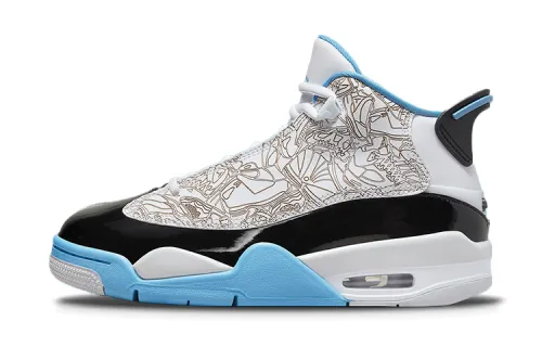 Jordan Dub Zero Leather Cushioning Slip Resistant Abrasion Resistant Mid top Vintage Basketball Shoes White Black Blue