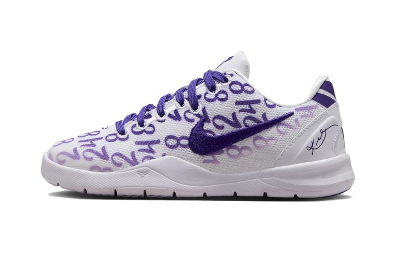 Детские кроссовки Nike Kobe 8 (бело-фиолетовые)