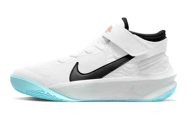 Nike Team Hustle D 10 Flyease Slip Resistant, Abrasion Resistant, Breathable Low top Basketball Shoes White Blue Unisex