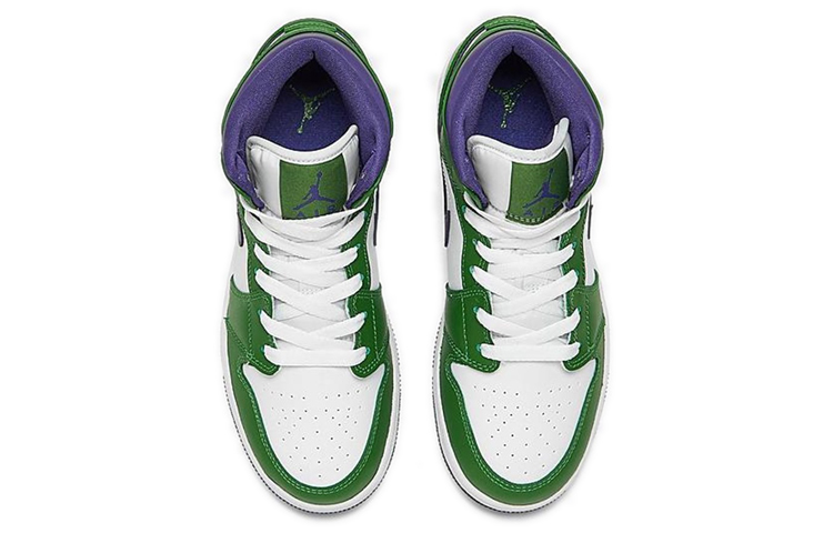 Кеды Jordan Air Jordan 1 Mid (бело-зеленые) — Белыйзелёный — фото 5