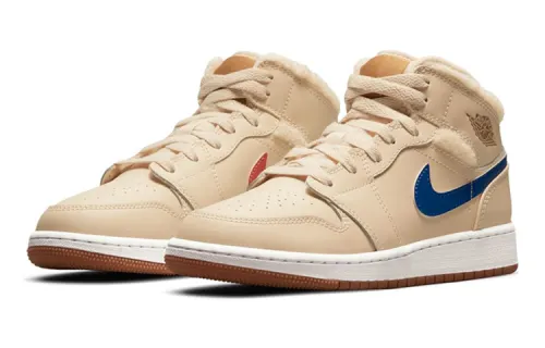 Jordan 1 Mid Utility Fleece Pearl White GS