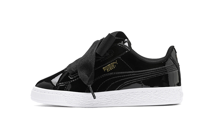 Кеды PUMA Basket Heart Patent Little (черно-белые)