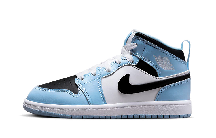 Детские кроссовки Jordan Air Jordan 1 Mid Ice Blue (бело-голубые)