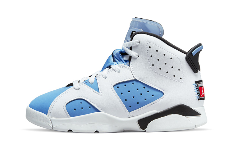 Jordan Air Jordan 6 Retro University Blue Retro High Top Children's Basketball Shoes White Blue Children's