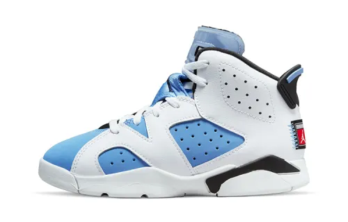 Jordan Air Jordan 6 Retro University Blue Retro High Top Children's Basketball Shoes White Blue Children's