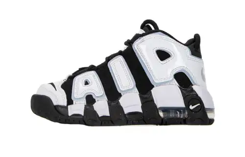 Nike Air More Uptempo Series Millennium Retro Comfort Shock Absorption Mid-top Children's Basketball Shoes Black and White Children's and Middle School Shoes