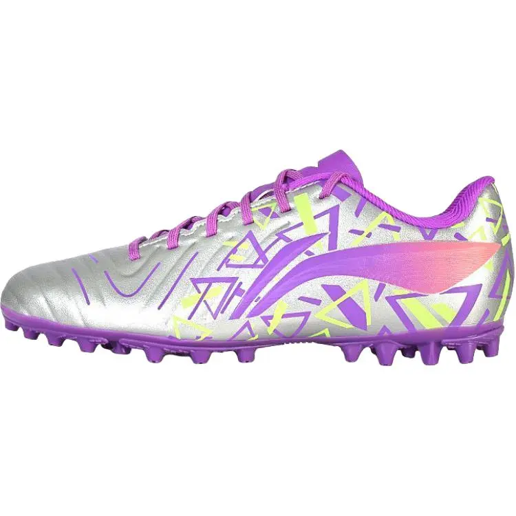 Li Ning YOUNG Brocade Collection PU Polyurethane Slip Resistant Cushioning Abrasion Resistant Low top Soccer Shoes
