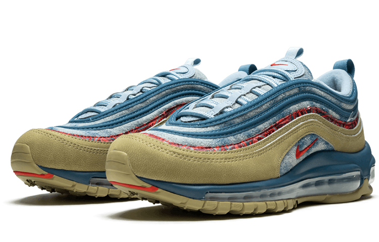 Кроссовки Nike Air Max 97 Wild West (коричневый / серый / красный / темно-синий) — Коричневый / серый / красный / тёмно-синий — фото 2