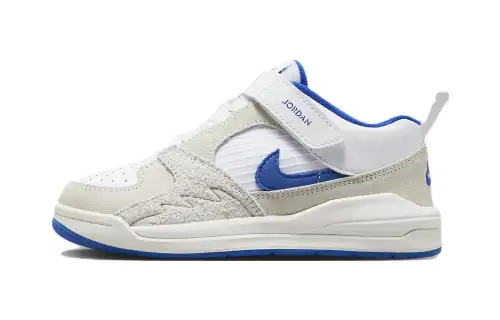 Jordan Stadium 90 comfortable shock-absorbing and wear-resistant low-cut children's basketball shoes white and blue for children and middle-aged children