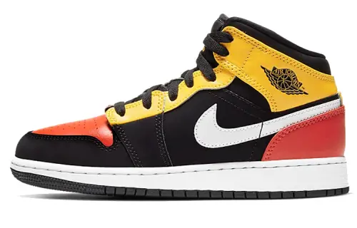 Jordan 1 Mid Black Amarillo Team Orange GS