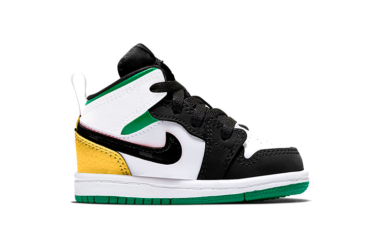 Кроссовки Jordan Air Jordan 1 (бело-зелено-желтые) — фото 2