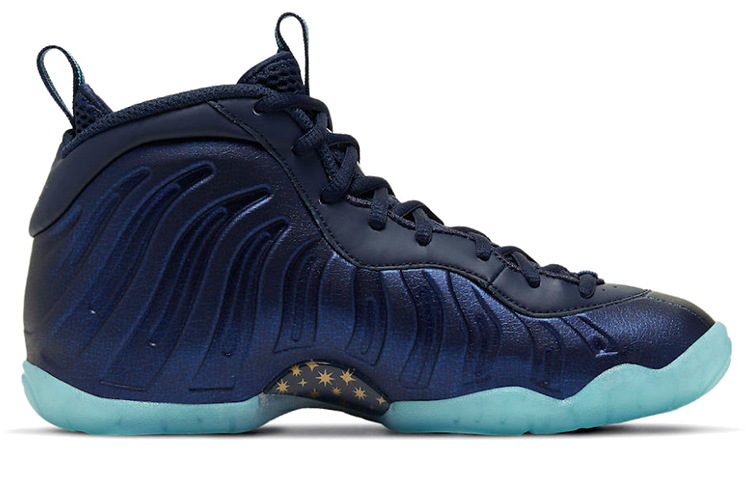 Кроссовки Nike NikeFoamposite One Obsidian GS (черный / синий / золотой) — Чёрный / синий / золотой — фото 4