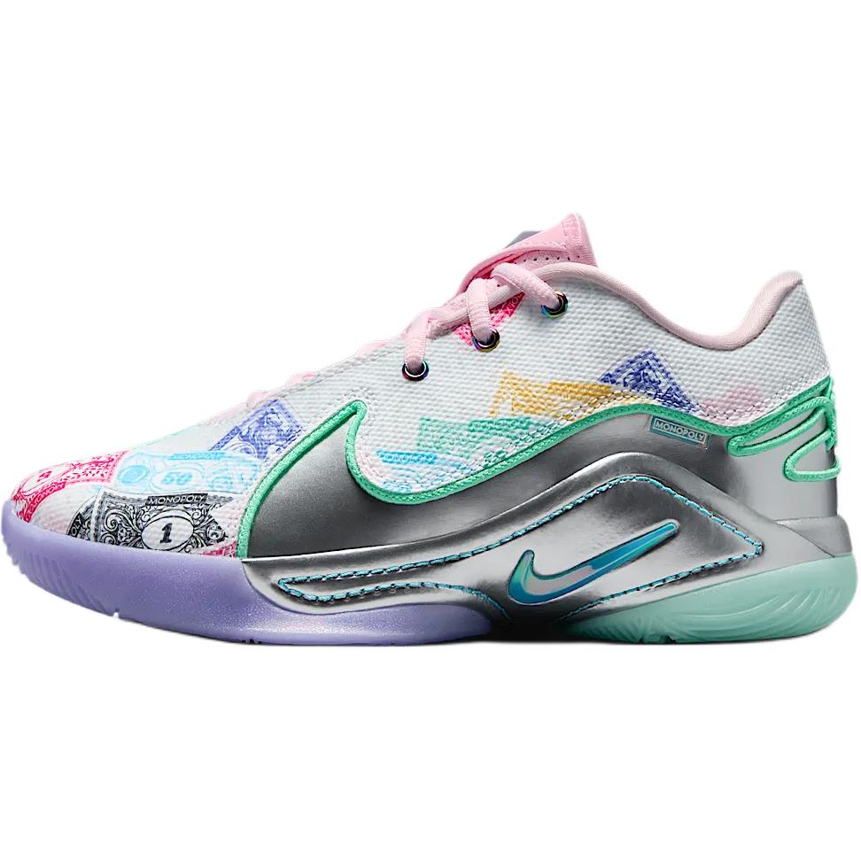 Детские кроссовки Nike NikeLeBron 22 (бело-розово-сине-зеленые)