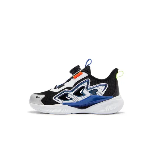 Xtep Hydrogen Wind 8.0 fashionable frame is light, breathable, refreshing and not stuffy, wear-resistant and non-slip, low-top children's running shoes, black Xtep white silver, children's style