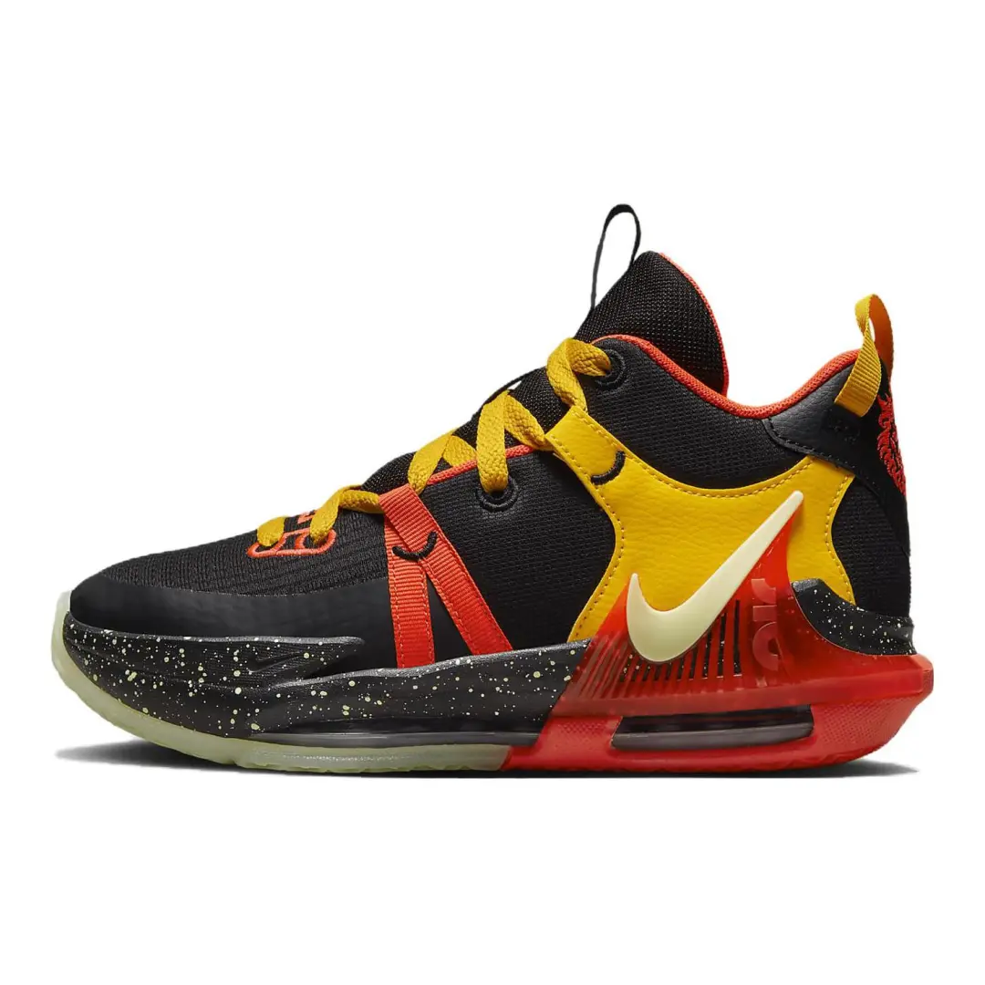 Nike Witness 7 Cushioning, Wear Resistant Mid top Children's Basketball Shoes Black Yellow