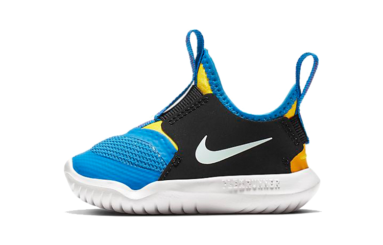 Nike Flex Runner woven wear-resistant and breathable low-top running shoes black and blue infants and toddlers