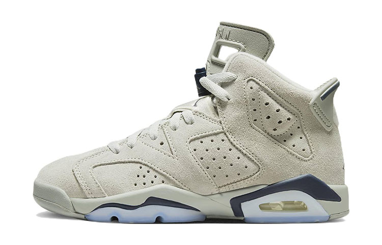 Jordan Air Jordan 6 Retro leather comfortable non-slip shock-absorbing wear-resistant high-top children's basketball shoes dark blue gray same style for men and women
