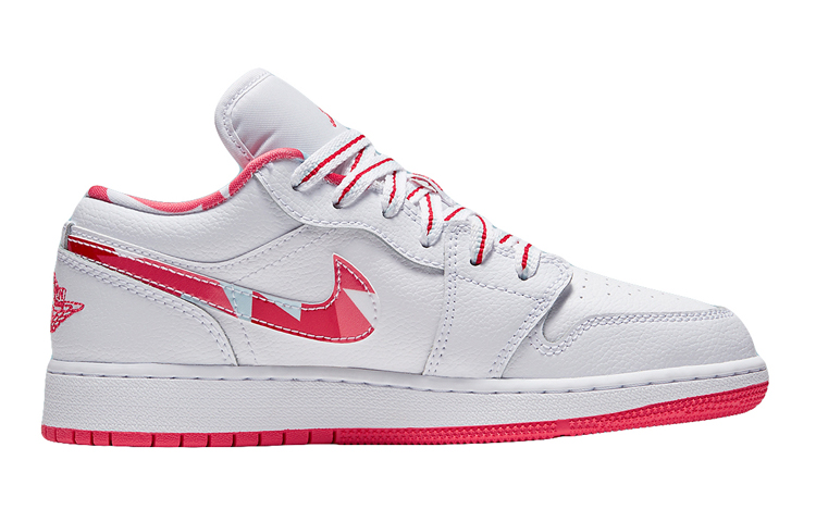 Кроссовки Jordan Air Jordan 1 Low TOPAZ MIST (бело-красные) — Красный / белый — фото 4