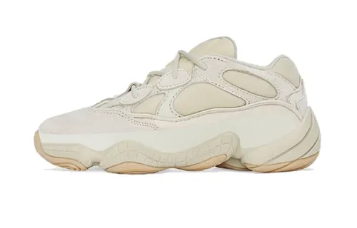Adidas originals Yeezy 500 stone leather anti-kick shock absorption low-top children's casual shoes off-white small and medium-sized children