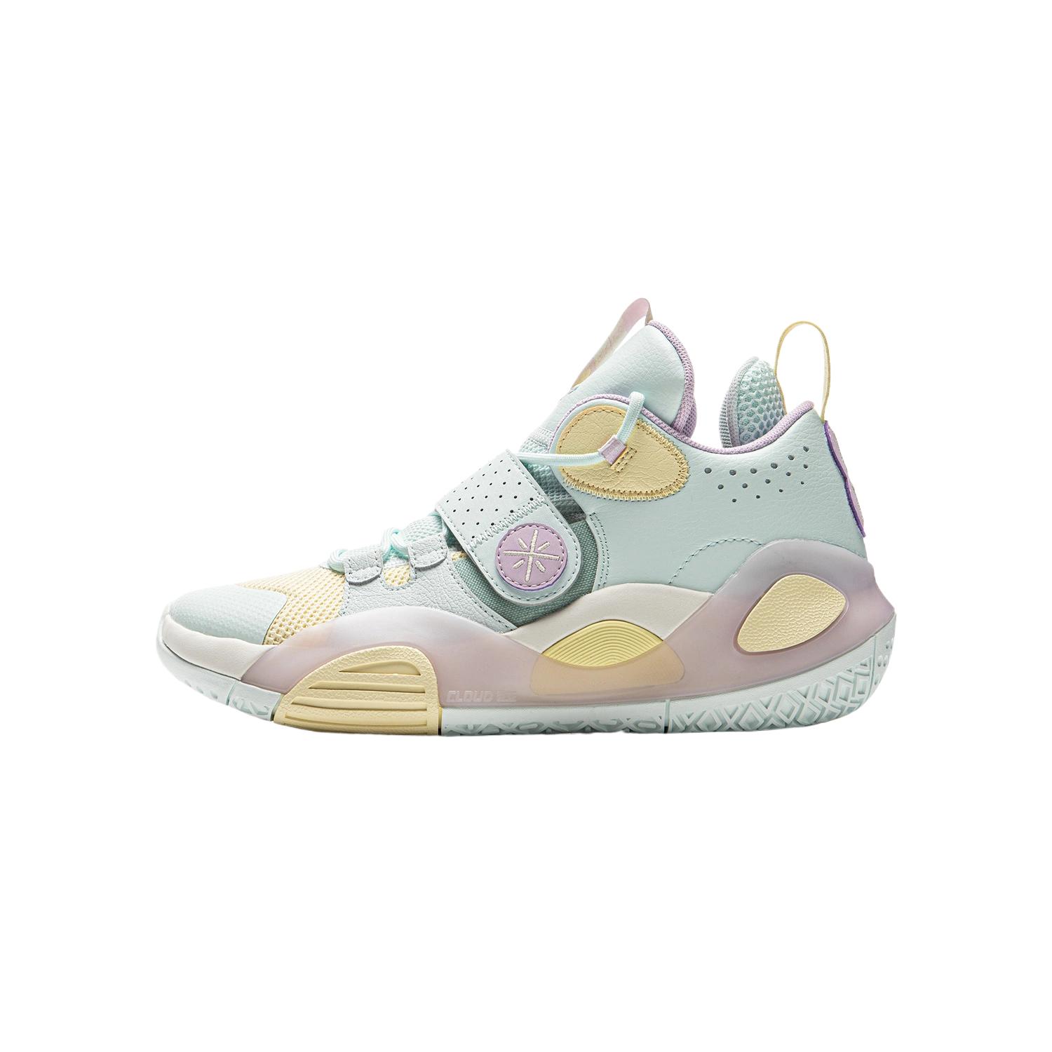 Li Ning Children's ALL CITY 8 Basketball Synthetic Leather Fabric All City 8 Fashionable, Simple, Comfortable and Beautiful Shock Absorbing and Rebound High Top Children's Basketball Shoes Smooth Blue Crayon Yellow