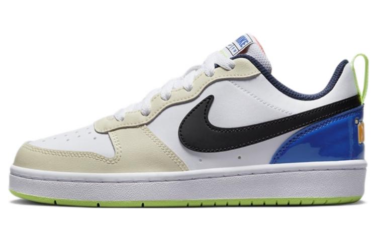 Nike Court Borough 2 leather, unique charm, free and flexible, non-slip and wear-resistant, low-cut children's sneakers, white, blue and green, same style for men and women