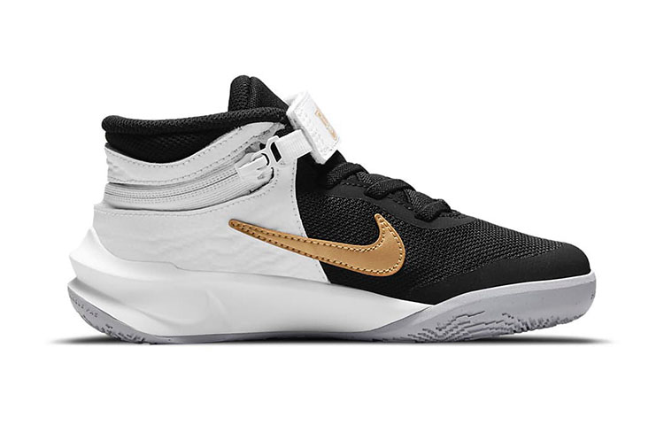 Детские кроссовки Nike Team Hustle D 10 (черно-бело-золотой) — Чёрный / белый / золотой — фото 3
