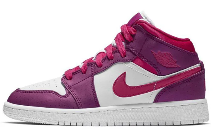 Jordan Air Jordan 1 Mid top Children's Basketball Shoes White Purple