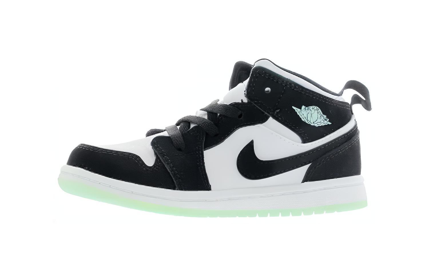 Кроссовки Jordan Air Jordan 1 Mid White Black Teal Tint (белые) — фото 1